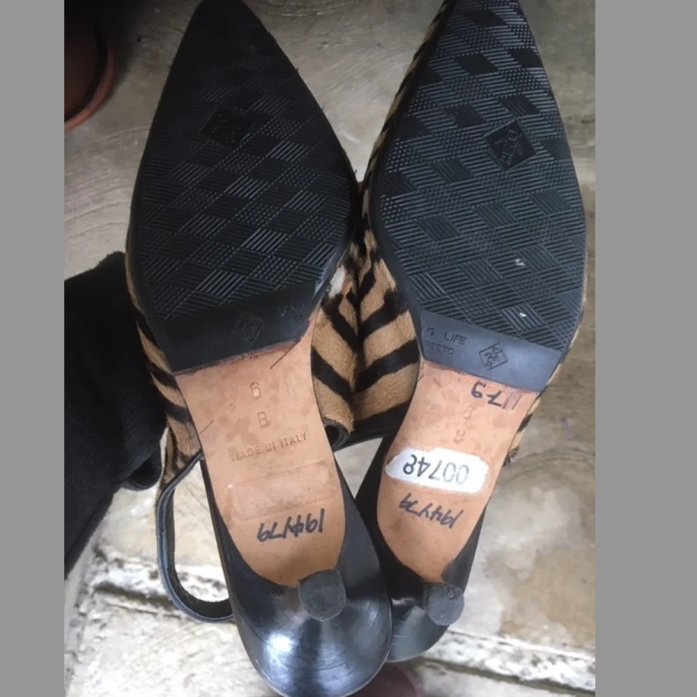 Kate Spade Zebra Calf Hair Low Heels Slingback Pumps Italy - Picture 9 of 10